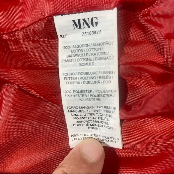 MNG by Mango Red Corduroy Blazer Women’s Size 4 Hook Closure Lined Jacket - Picture 7 of 10